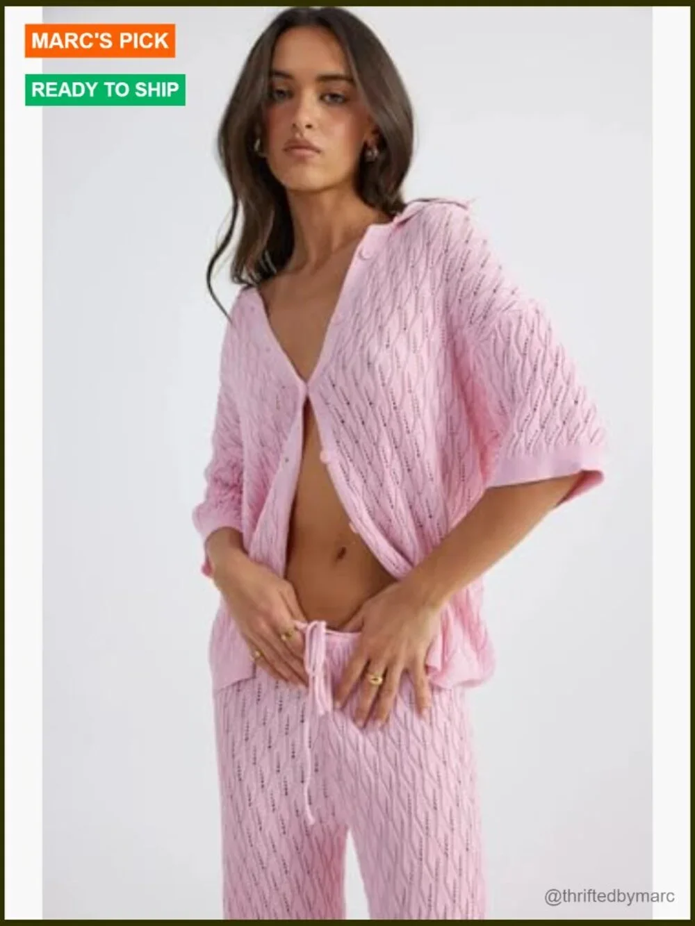 Women's Two Piece Matching Lounge Set - Short Sleeve Button Top & Wide Leg Pants